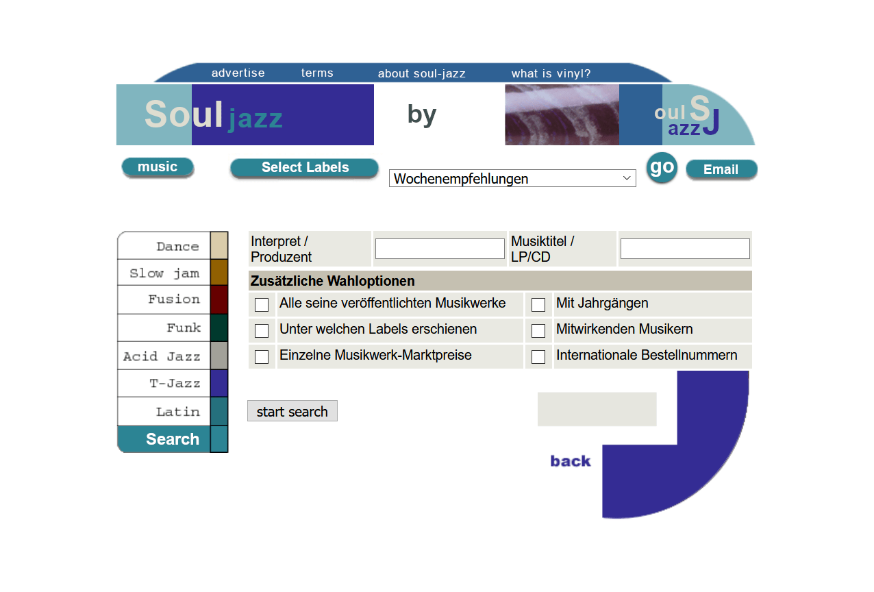 Abrufplattform für eine Datenbank mit 250.000 Datensätzen