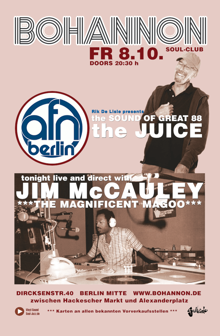 The Juice - Live am 08.10.2010 im Bohannon Club Berlin,
Event, concept and marketing performed by
Soul-Jazz.de/Great 88 GbR/Dr. Nikolaus Andre.