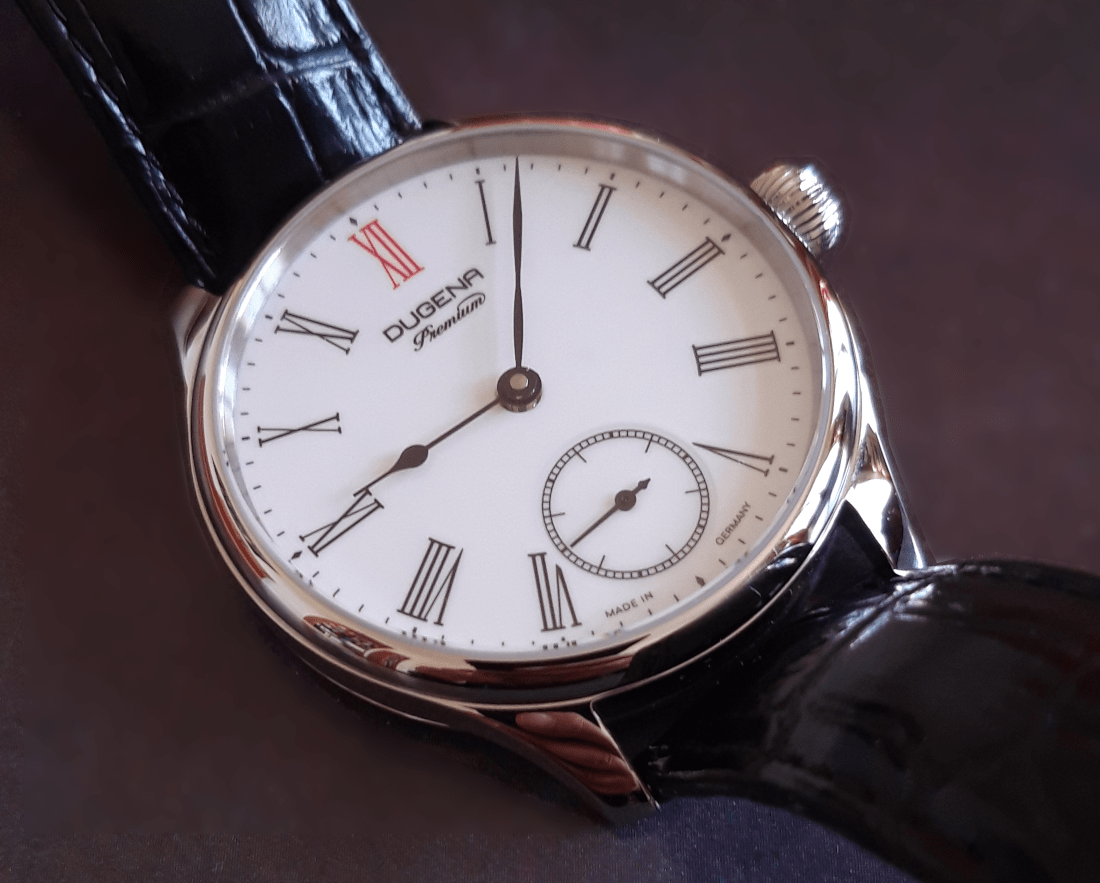Dugena Premium Handaufzug 2015, 42 mm, Kaliber Unitas 6497 (Derivat)
Made in Germany