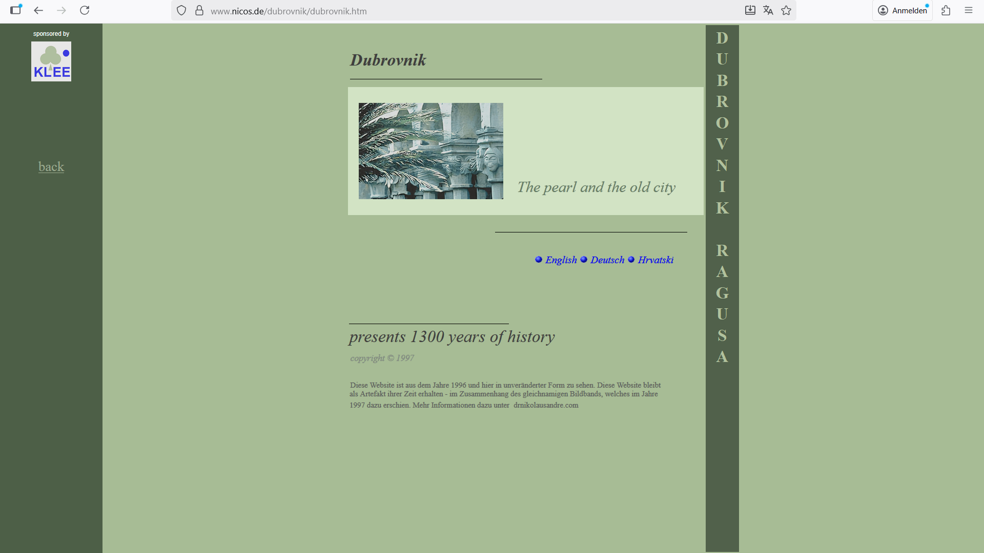 Sprachenwahl Englisch, Deutsch, Kroatisch